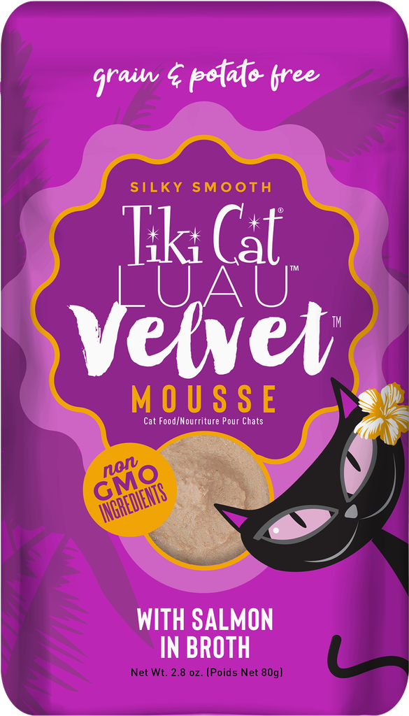 Tiki Pets Tiki Luau Velvet Mousse Salmon En Caldo Pouch para Gatos