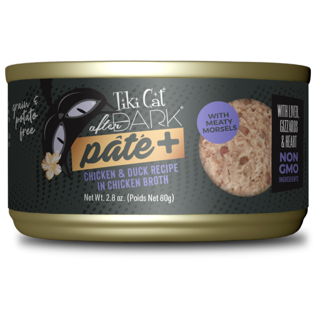 Tiki Pets Tiki After Dark Pate Plus Pollo Y Pato En Caldo De Pollo Lata para Gatos
