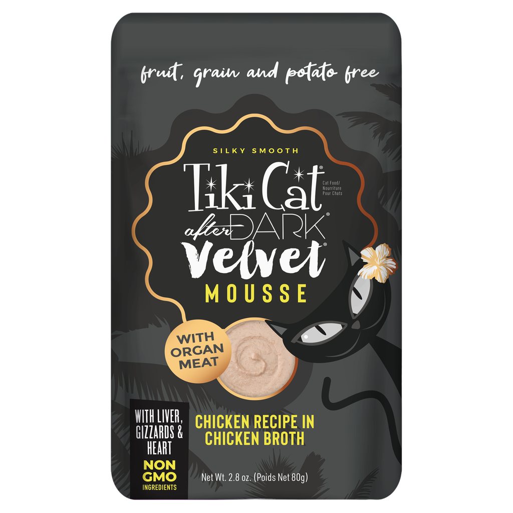 Tiki Pets Tiki After Dark Velvet Mousse Pollo En Caldo De Pollo Pouch para Gatos