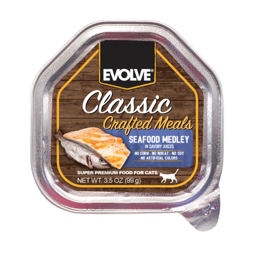Evolve Classic Bandeja Crafted Meals Seafood Medley para Gatos