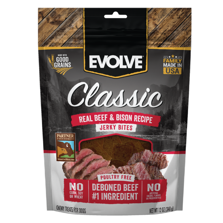 Evolve Snack Classic Jerky Res & Bison para Perros
