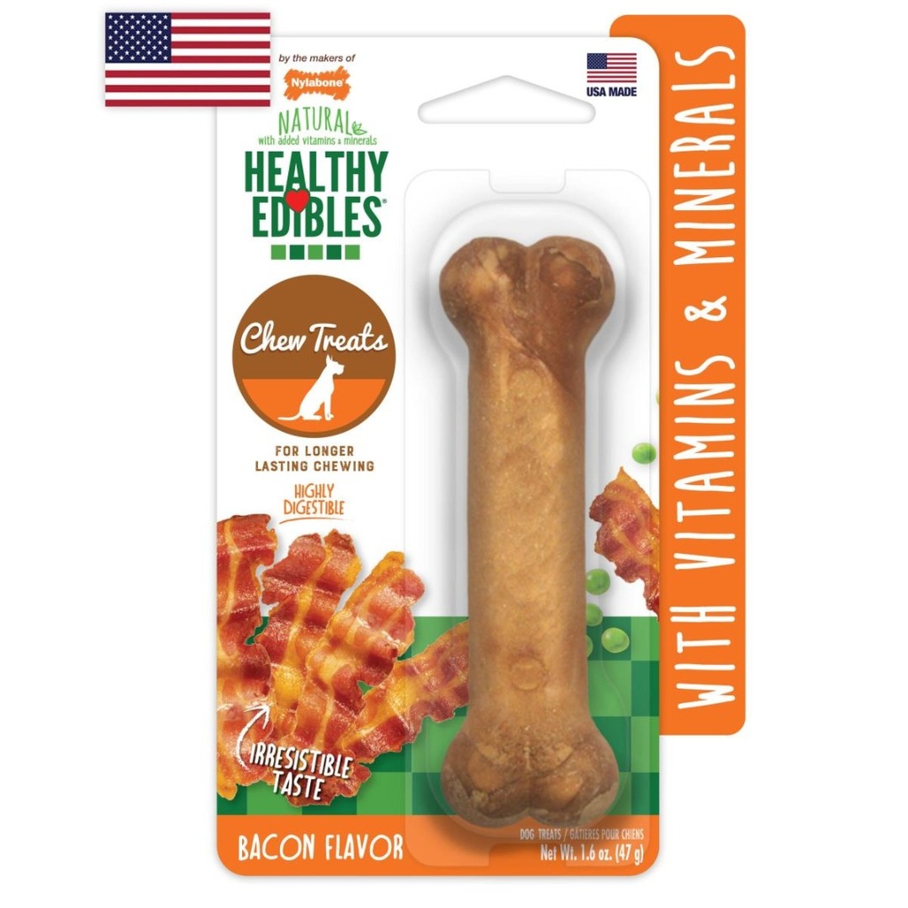 [NEB102P] Nylabone He Snack Longer Lasting Bacon Regular para Perros (1 Und | 47 Gr)