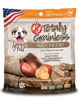 [5302 LP] Loving Pets Totally Grainless Snack Hueso Carne Y Papa Dulce para Perros