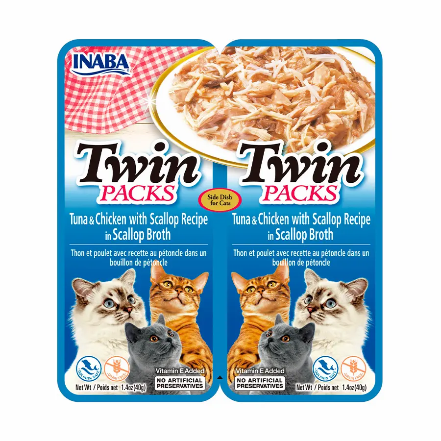 Inaba Twin Packs Tuna & Pollo With Scallop Recipe In Scallop Broth para Gatos