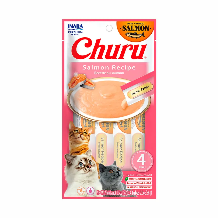 Inaba Snack Churu 4 Piezas Salmon Recipe para Gatos