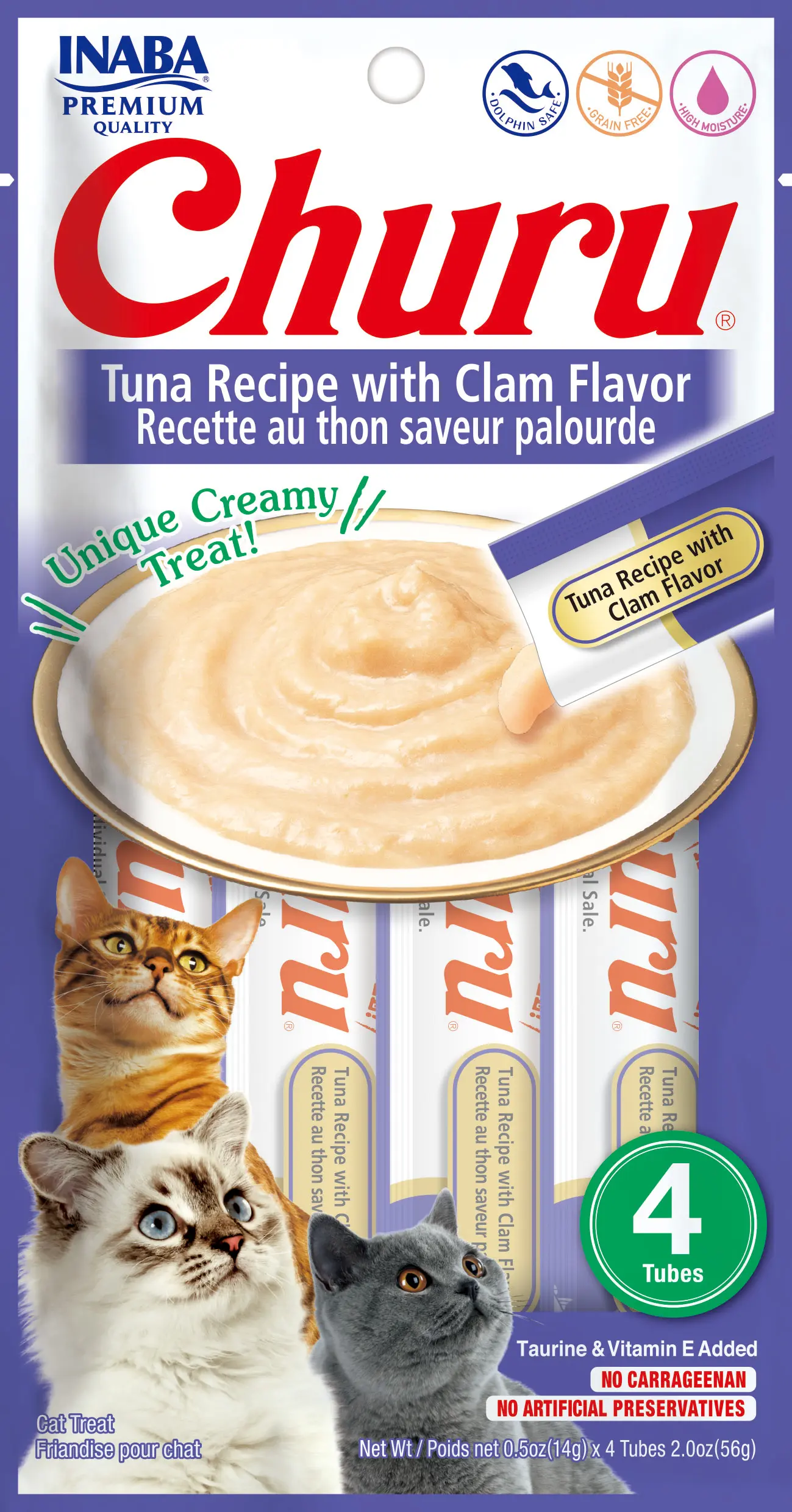 Inaba Snack Churu 4 Piezas Tuna With Clam Atun Y Almeja para Gatos