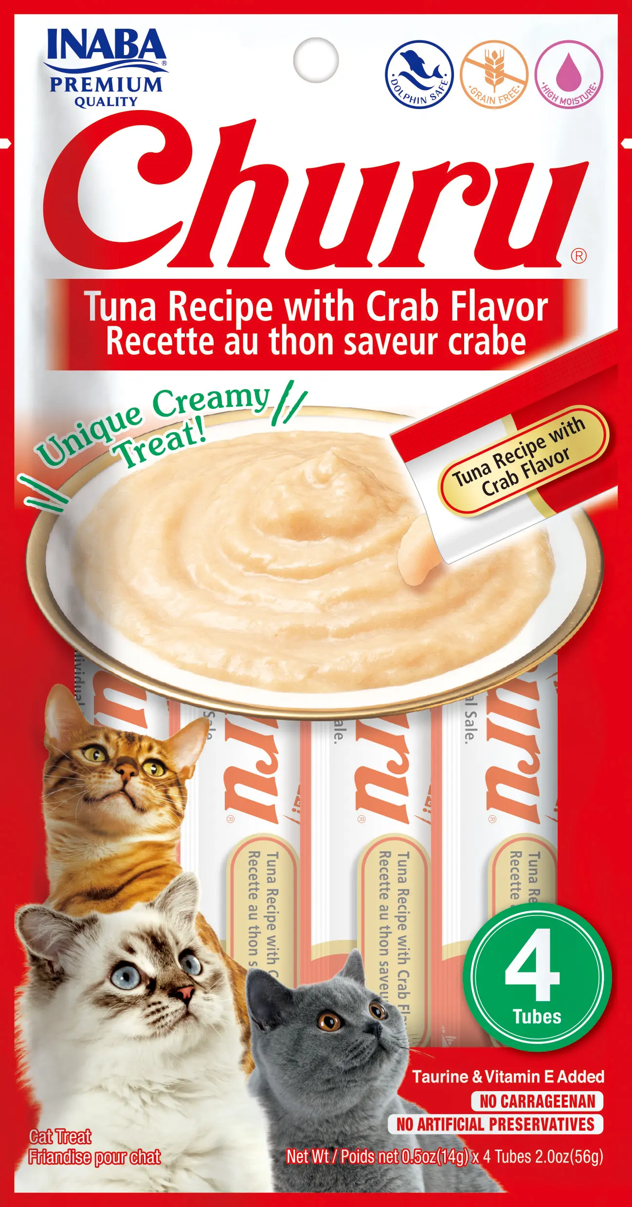 Inaba Snack Churu 4 Piezas Tuna With Crap Atun Y Cangrejo para Gatos