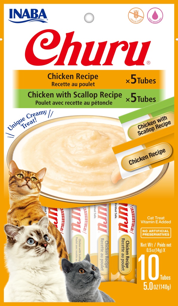 Inaba Snack Churu 10 Piezas Pollo Variety para Gatos