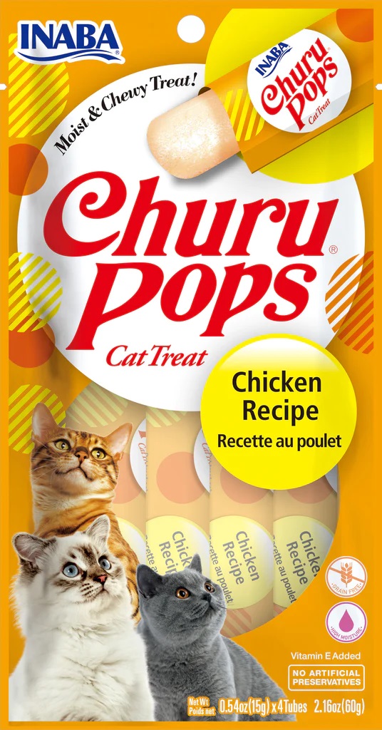 Inaba Snack Churu Pops 4 Piezas Pollo para Gatos