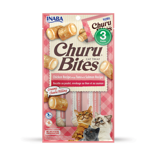 Inaba Snack Churu Bites Pollo Wraps 3 Piezas Atun Con Salmon para Gatos
