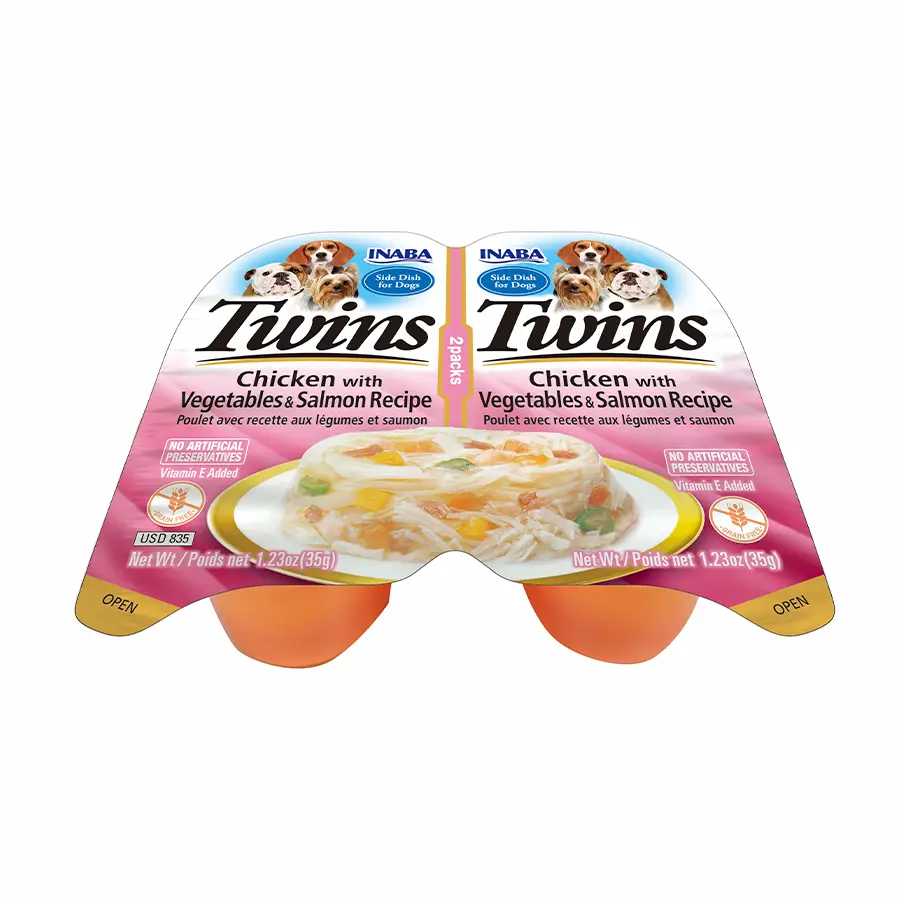 [USD835 IN] Inaba Twins Pollo With Vegetables & Salmon Recipe para Perros