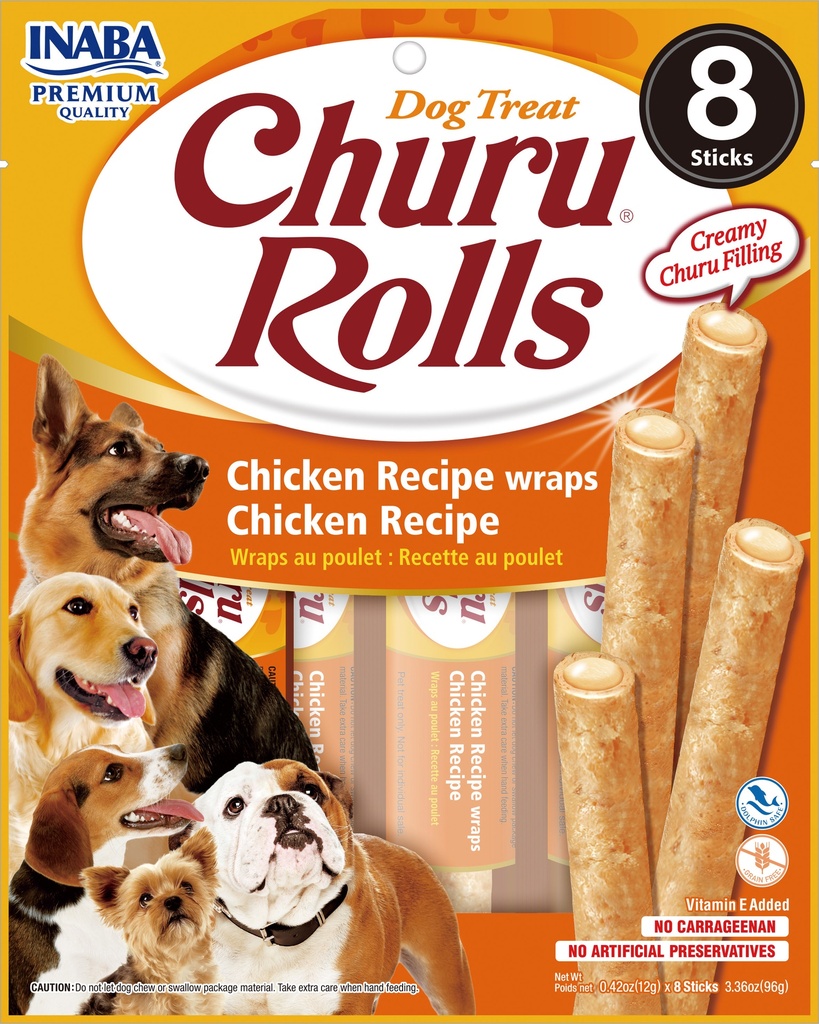 [USD731 IN] Inaba Snack Churu Rolls 8P Pollo para Perros