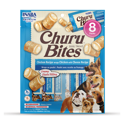 Inaba Snack Churu Bites Pollo Wraps 8 Piezas Pollo Con Queso para Perros