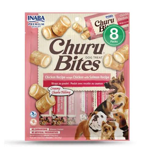 [USD723 IN] Inaba Snack Churu Bites Pollo Wraps 8 Piezas Pollo Con Salmon para Perros