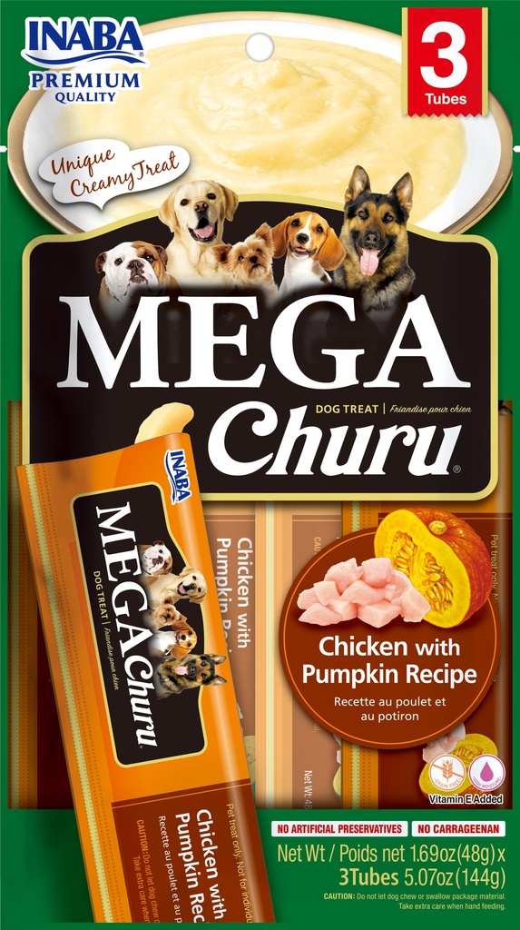 Inaba Snack Mega Churu 3 Piezas Pollo Y Calabaza para Perros