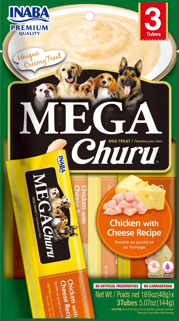 [USD621 IN] Inaba Snack Mega Churu 3 Piezas Pollo Y Queso para Perros