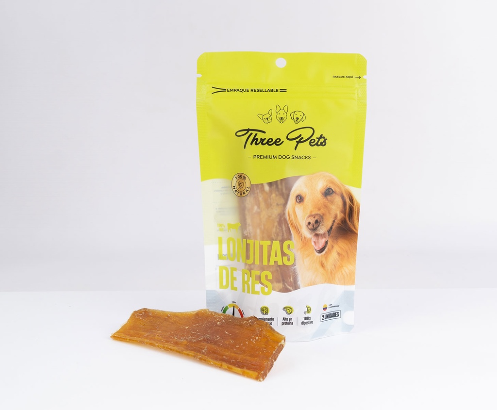 Three Pets Snack Lonjitas De Res para Perros