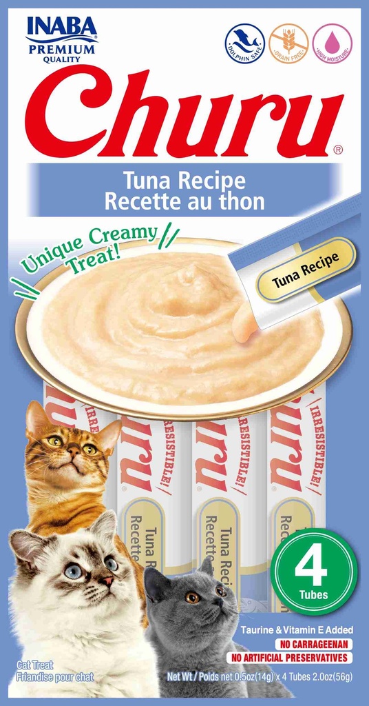 [USA606A IN] Inaba Snack Churu 4 Piezas Tuna Atun para Gatos (Atun Con Salmon)