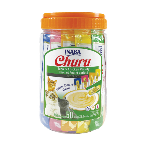 Inaba Snack Churu 50 Piezas Tuna & Pollo Varieties ( Bombonera) para Gatos (Pollo)