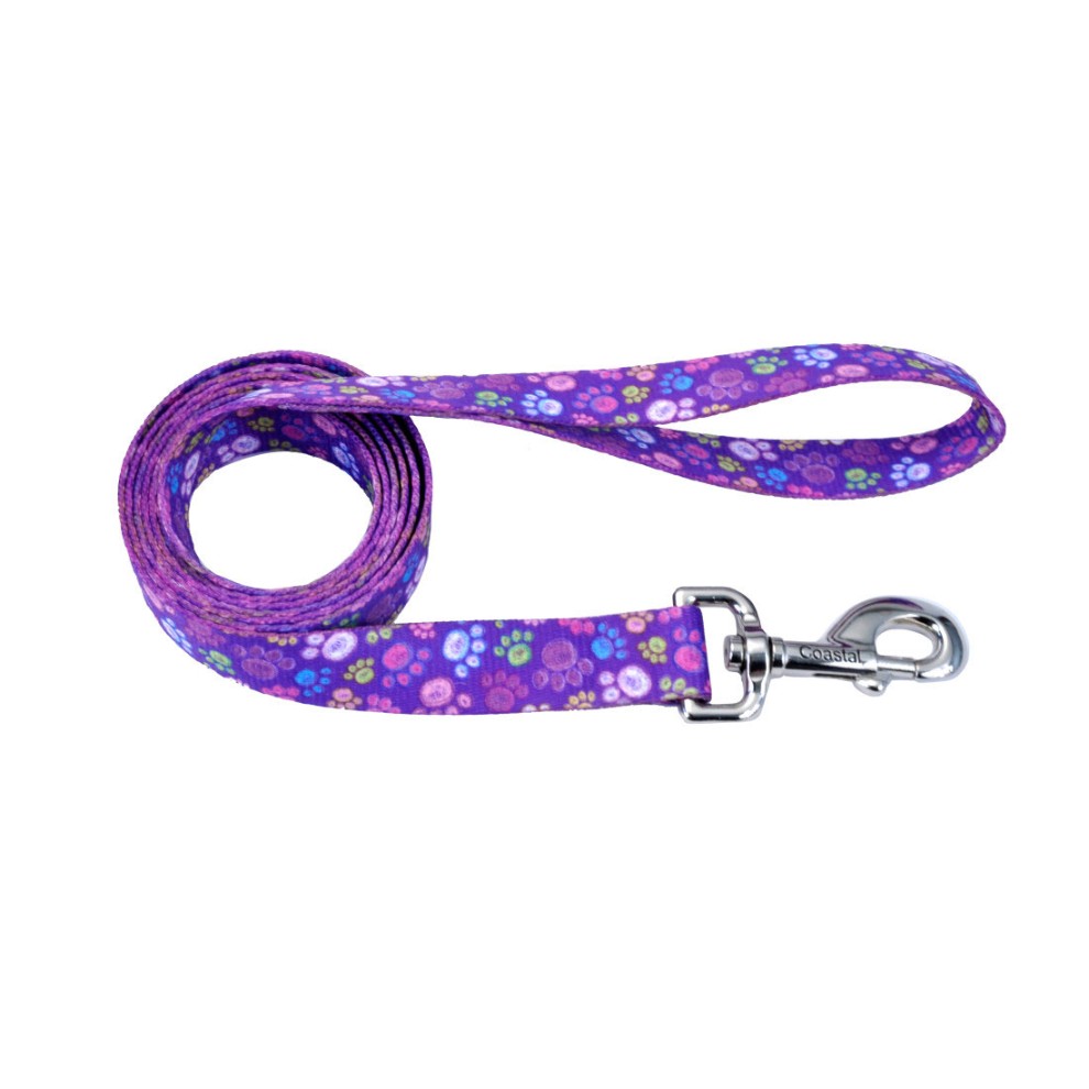 Coastal Pet Styles Huellas Morado Correa 5 8" para Perros