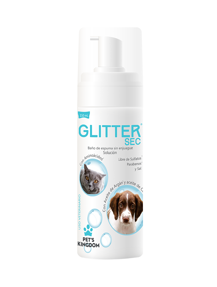 Glitter Sec Baño de espuma sin enjuague para perros y gatos