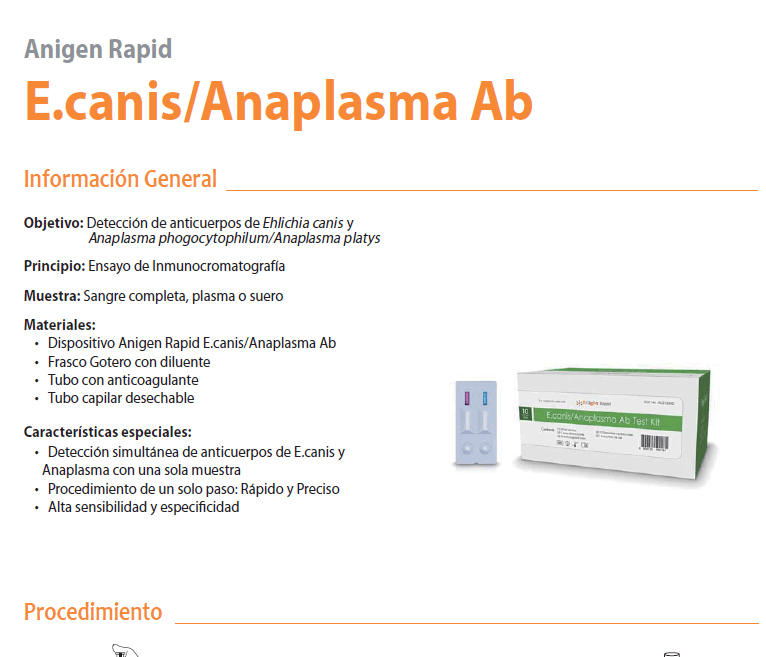 Bionote Rapid E.canis/Anaplasma Ab Test Kit para Perros