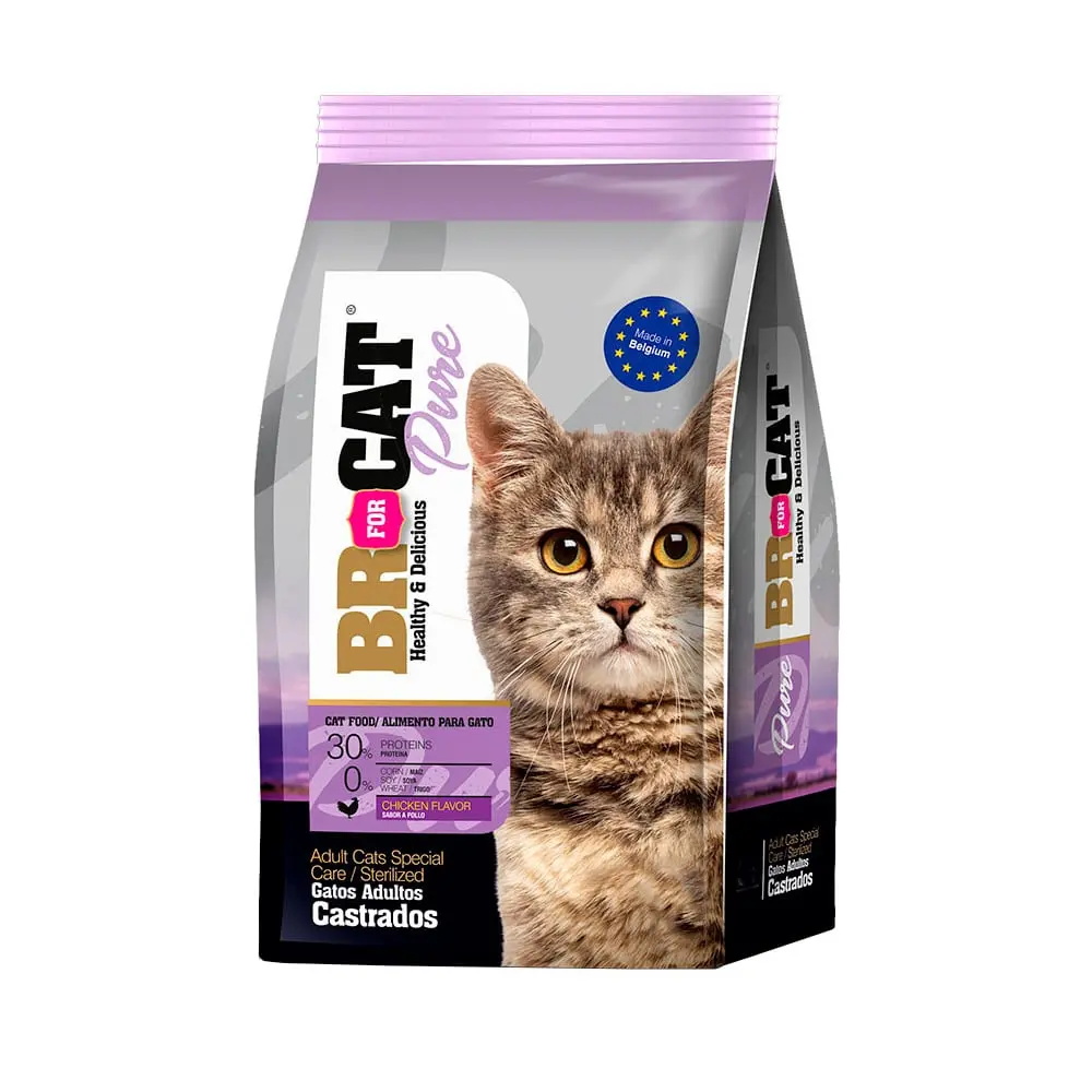 BR for CAT Pure Gatos Adultos Castrados Sabor Pollo (1 Kg)