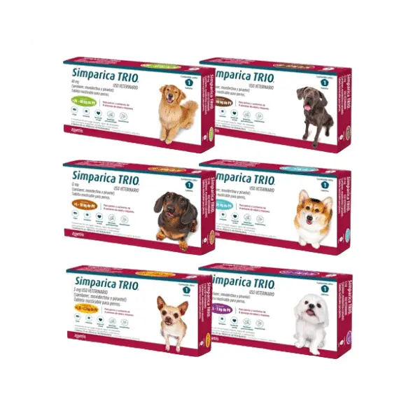 Simparica Trio Antiparasitario Interno y Externo Caja x 1 Tableta para Perros