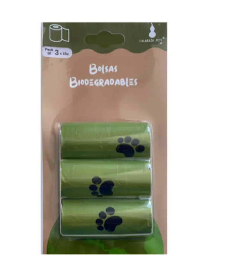 Bolsas Biodegradables Calabaza 3 rollos x 15 bolsas