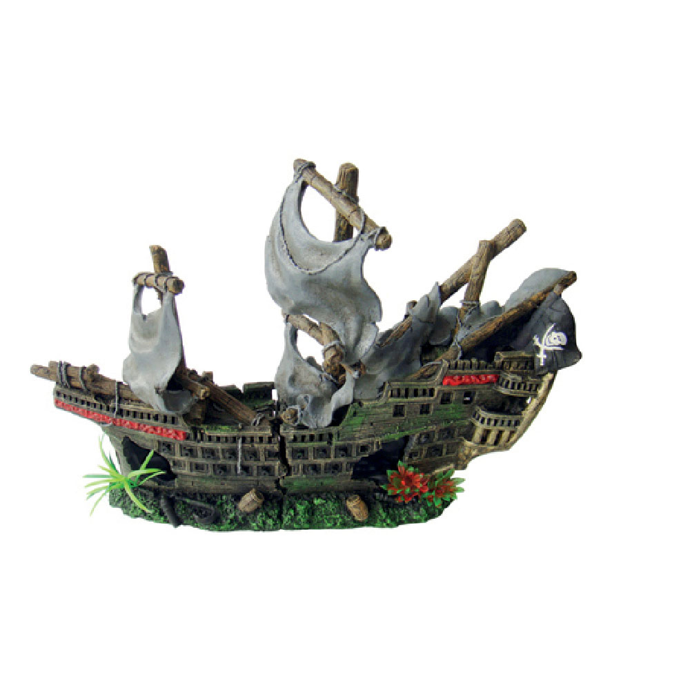 Decoraciones De Acuario Barco Pirata Hundido 39X12.5X27 CM