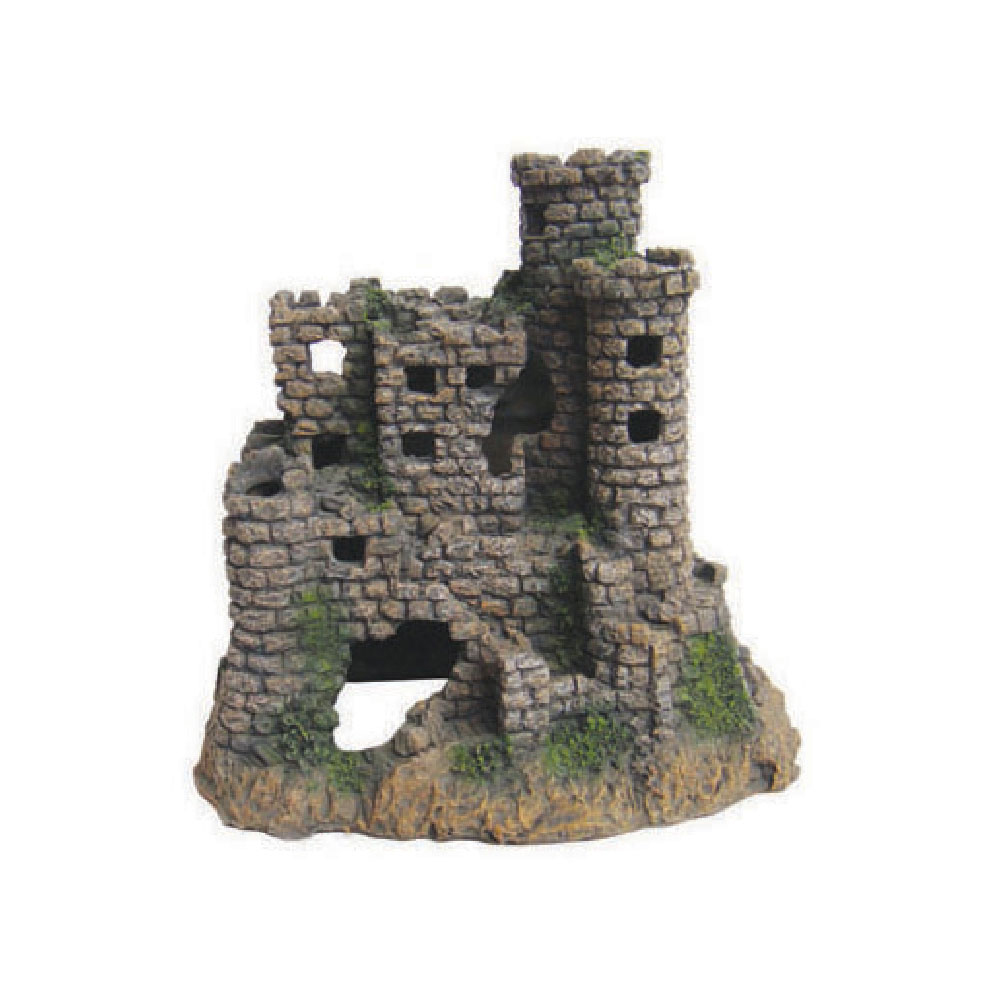 Decoraciones De Acuario Fortaleza Medieval Con Cueba 21X14.5X20.5 CM