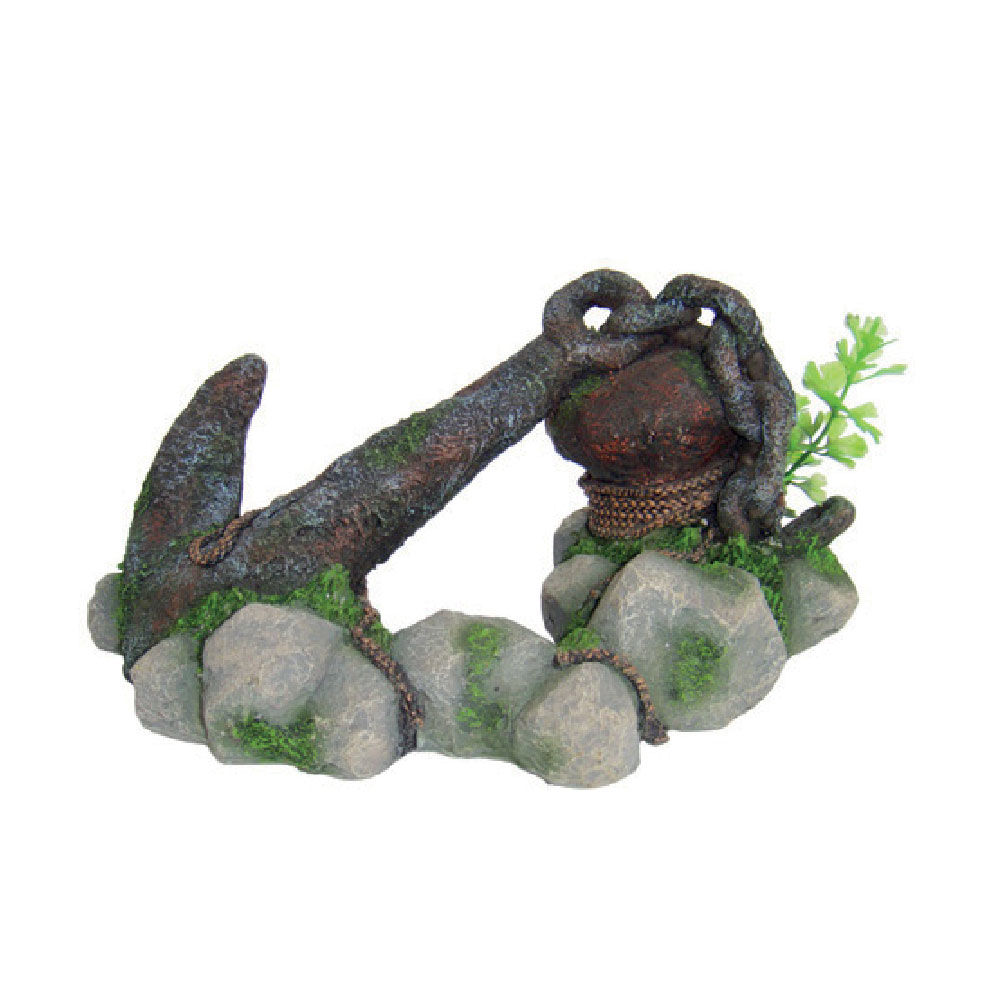 Decoraciones De Acuario Ancla Con Rocas 23X14.5X12CM