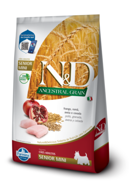 Farmina N&D Ancestral Grain Pollo y Granada Senior Mini para Perros