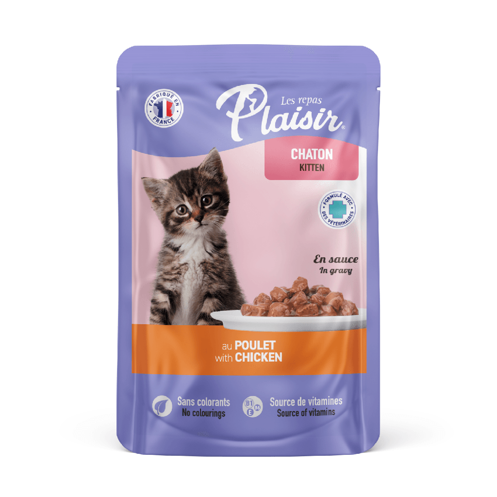 Plaisir Trozos E/N Salsa Con Pollo para Gatito para Gatos