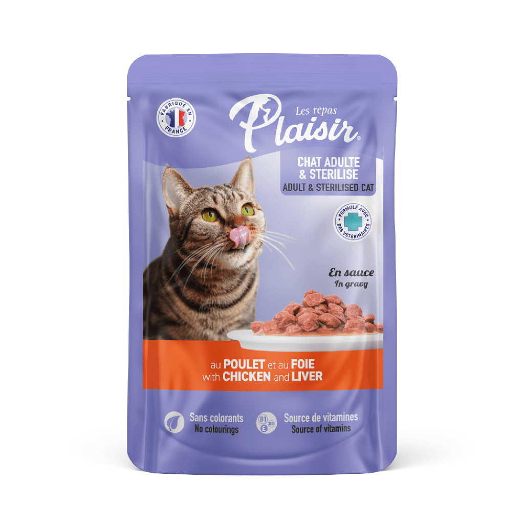 Plaisir Trozos E/N Salsa Con Pollo E Hígado Gato Adulto