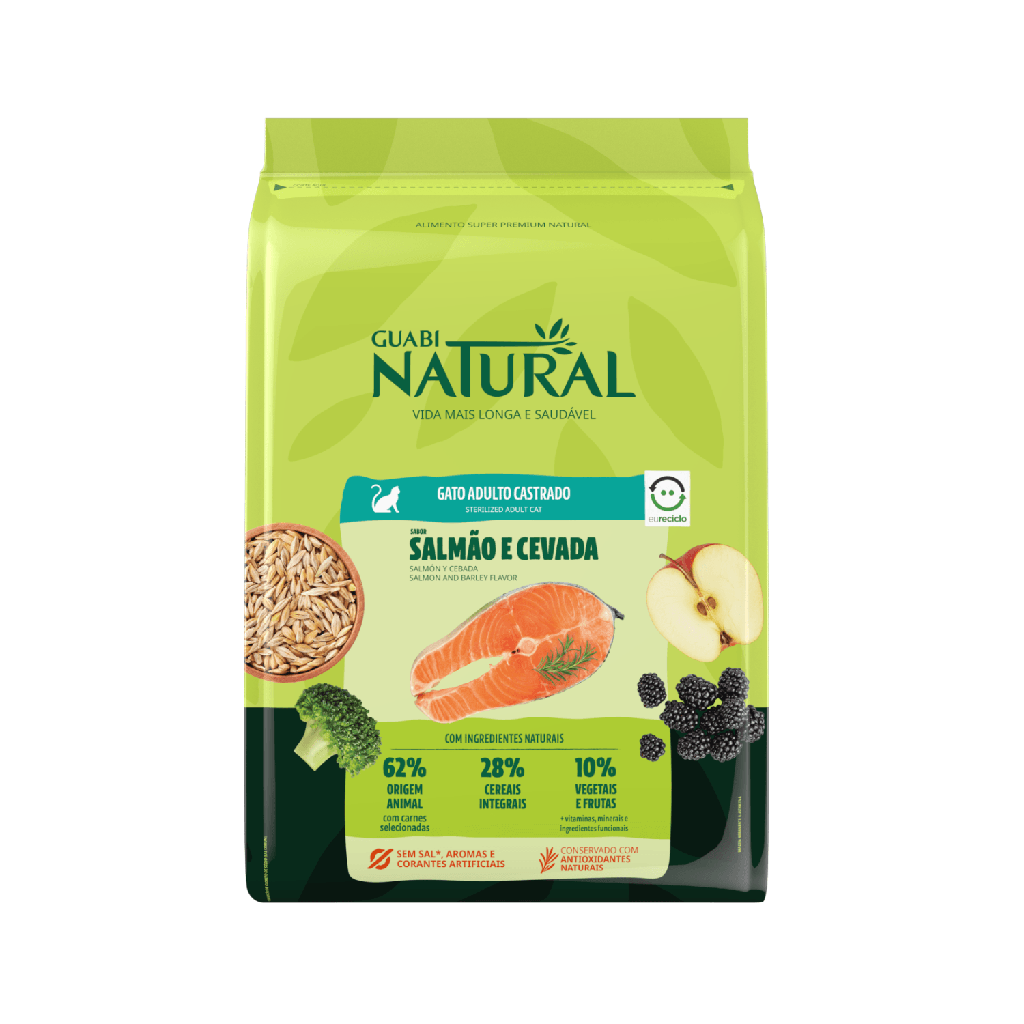 Guabi Natural Adulto Castrado Salmón y Cebada para Gatos